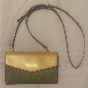 Michael Kors Tan and Brown Crossbody Bag